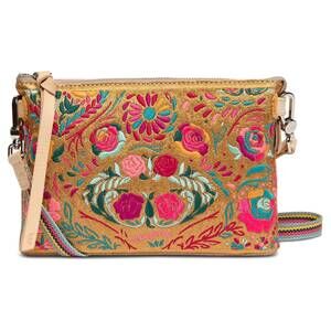 NEW CONSUELA women's embroidered midtown crossbody bag in bronzer